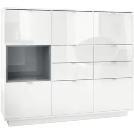 Vladon Highboard 153 x 123 x 37 cm Grau Hochglanz