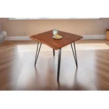 Esstisch Baumkante massiv Akazie nussbaum 80 x 80 cm Metallgestell schwarz CELIA - Braun