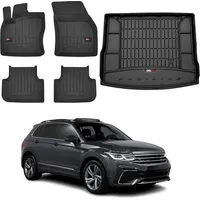Omac Fußmatten & Kofferraumwanne Set für VW Tiguan 2016-2024 Gummi Schwarz 5x