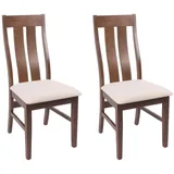 Mendler Esszimmerstuhl HWC-M58 Stoff creme 2er Set