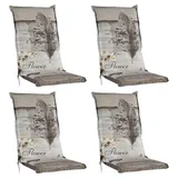 GO-DE Stuhlauflagen Hochlehner 4er Set BEACHHOUSE, Beige - Hochlehner - mit Stehsaum - 4er Set