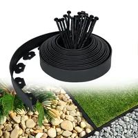 LZQ Rasenkante Kunststoff Flexibel Beetumrandungen mit 60 Befestigungsnägel für Gärten, Gras-und Steintrennung, 20m lang, Schwarz