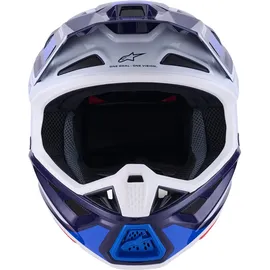 Alpinestars S-M7 Rise Motocross Helm, weiss-türkis-blau, Größe L