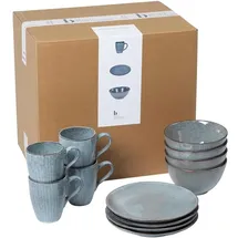 Broste Copenhagen Nordic Sea Frühstücksset Blau/Grau 12-tlg.
