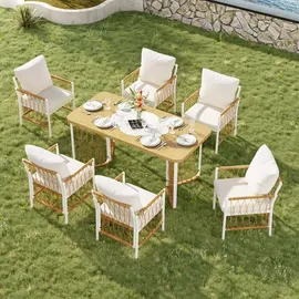 gl store Gartenmöbel-Set 7-tlg. Beige/Naturfarbe