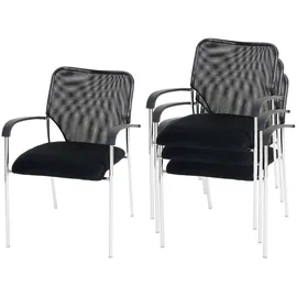 Proregal Besucherstuhl Stoff Schwarz 4er Set