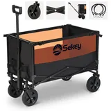 Sekey Bollerwagen Sekey Bollerwagen Faltbar XXL Preis-Leistungsieger 3011, 160L 100KG, Klappbar Transportwagen Outdoor Faltbar Handwagen, mit 2PCS Spanngurt schwarz