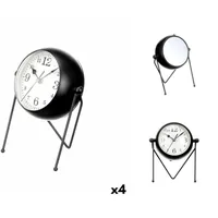 Gift Decor Uhr Tischuhr Schwarz Metall 18 x 21 x 12 cm 4 Stück schwarz