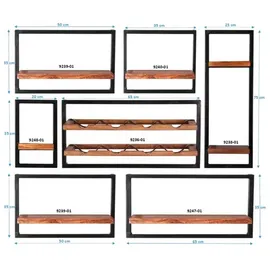 SIT Möbel Panama Wandregal-Set 120 x 25 x 110 cm Antikschwarz / Mango