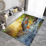 Generisch Teppich Wohnzimmer Fotografie Zander Teppich Flauschig Schlafzimmer Teppich Weich Esszimmer Teppich, Kurzflor Outdoor Teppich, Waschbarer Teppiche, rutschfest Teppich, 140 x 200 cm