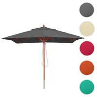 Mendler Gastronomie Holz-Sonnenschirm HWC-C57, Gartenschirm, Polyester/Holz 14kg, eckig 3x3m