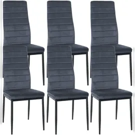 CLP Esszimmerstuhl Mayfair Samt hellgrau 6er Set