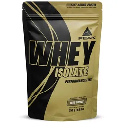 PEAK Whey Protein Isolat - 750g - Geschmack Iced Coffee I 25 Portionen I sehr hoher Proteinanteil aus 100% Molkeprotein-Isolat I zucker- & fettarm I für Muskelaufbau & -erhalt