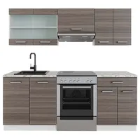 Vicco Küchenzeile R-Line 200 cm Edelgrau/Weiß