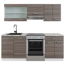 Vicco Küchenzeile R-Line 200 cm Edelgrau/Weiß