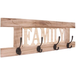 Wandgarderobe MCW-C60 Family, Garderobe Garderobenpaneel, Shabby-Look Vintage 60x21cm ~ naturbraun