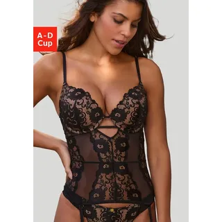 JETTE Corsage mit Push-up-Kissen und abnehmbare Strapse, sexy Dessous, Reizwäsche schwarz 75