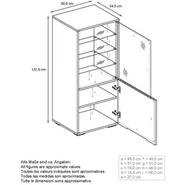Vladon Standvitrine Granada 50 x 122,5 x 34,5 cm Grau