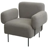 Mendler Lounge-Sessel HWC-L83, Cocktailsessel Polstersessel Sessel, Bouclé Stoff/Textil Metall ~ creme