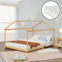 [en.casa] Kinderbett Vindafjord 180x200cm Bambus mit Matratze - Naturbelassen