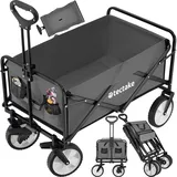 tectake® Bollerwagen, faltbar, abnehmbarer Stoffeinsatz mit 2 Netztaschen, inklusive Tragetasche, Belastbarkeit 80 kg