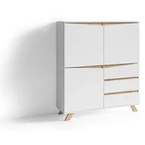 byLIVING Highboard Valentin 120 x 137 x 38 cm Weiß/Braun