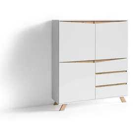 byLIVING Highboard Valentin 120 x 137 x 38 cm Weiß/Braun