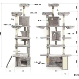 fudajo Kratzbaum 198 cm grau