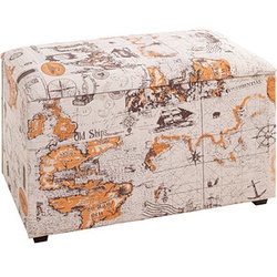 HAKU Möbel Sitztruhe 25975 Motiv Weltkarte Holz 65,0 cm