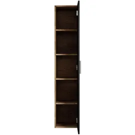 Badplaats - Badezimmer Badschrank Pluto 150cm Eiche Kastanie mit 1 Tür Kastanien Schwarz