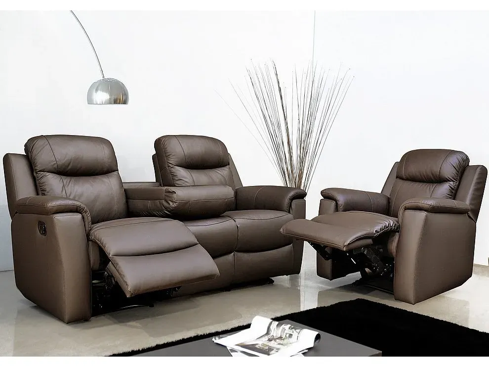 Ledergarnitur Relax 3+2+1 - Anthrazit - EVASION