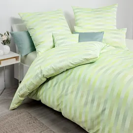 JANINE Carmen S 55124 06 gestreift Grün 135 x 200 cm + 80 x 80 cm
