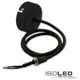 ISOLED Deckenbaldachin rund 60mm, schwarz inkl. 2-pol. Stoffkabel 1,5m