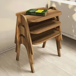 Skye Decor, Paris- Paris PRL, Nussbaumfarbe, Couchtische, 42x48,6x35,5 cm, 100% Melaminbeschichtete Partikelplatte