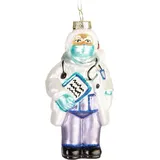 Brubaker Dr. Weihnachtsmann Weihnachtskugel aus Glas - Arzt Doktor mit Mundschutz und Weihnachtsmütze - Christbaumschmuck Handbemalt - Baumkugel Figuren Lustig Weihnachtsdeko Anhänger