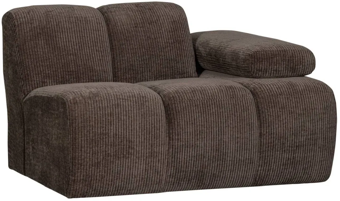 Modulsofa Mojo Flachcord, modernes Design mit verstellbarer Armlehne, braun, 1er Arm rechts
