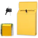 Briefkasten Klein Dekorativer Wandbriefkasten mit Schloss und 2 Schlüsseln, Rustikaler Eisenkunst Zaunbriefkasten Postkasten aus Metall für Zuhause Garten Büro und Außenbereich