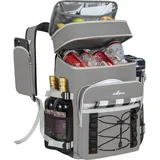 OUUTMEE Kühlrucksack, 21L Picknicktasche mit Kühlfach, Isoliert Kühltasche für Bier, Doppellagig Auslaufsicher Thermotasche, Wasserdichter Rucksack für Picknick, Strand oder Wanderungen, Grau