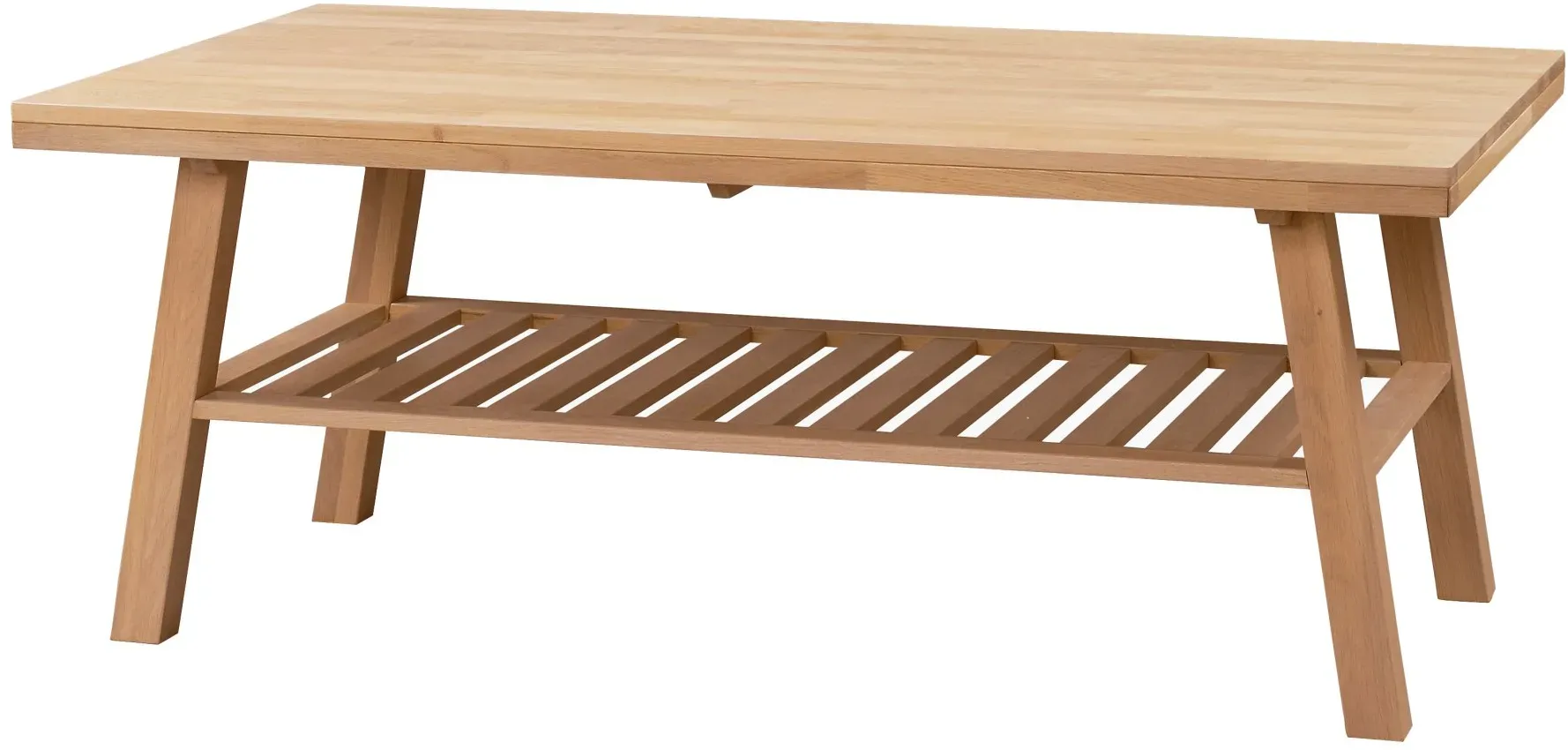 Couchtisch Brooklyn, massive Eiche, skandinavischer Stil, natur lackiert, 130x75x52 cm
