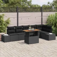 vidaXL Garten-Lounge-Set 7-tlg. schwarz