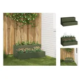 vidaXL Pflanzkasten mit 2 Etagen 100x60x45 cm Olivgrün Stahl
