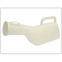 Urinflasche mit Griff und Deckel (Weiß) 1 Liter, milchig-transparent, für Herren