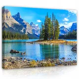 WallArena Leinwandbild Natur Berge See 100x70