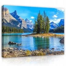 WallArena Leinwandbild Natur Berge See 100x70