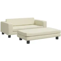 vidaXL Kindersofa mit Hocker Creme 100x50x30 cm Kunstleder