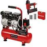 Einhell Kompressor TE-AC 6 Silent (550 W, max. 8 bar, 110 L/min Ansaugleistung, öl- und servicefreier Motor, 6 l-Tank, Manometer, inkl. Druckluft-Tacker TC-PN 50, 1500 Klammern, 2000 Nägel, Ölfläschchen, Stecknippel, Transportkoffer)