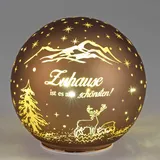 Formano LED Deko Kugel ZUHAUSE braun zum stellen D. 15cm aus Glas Formano