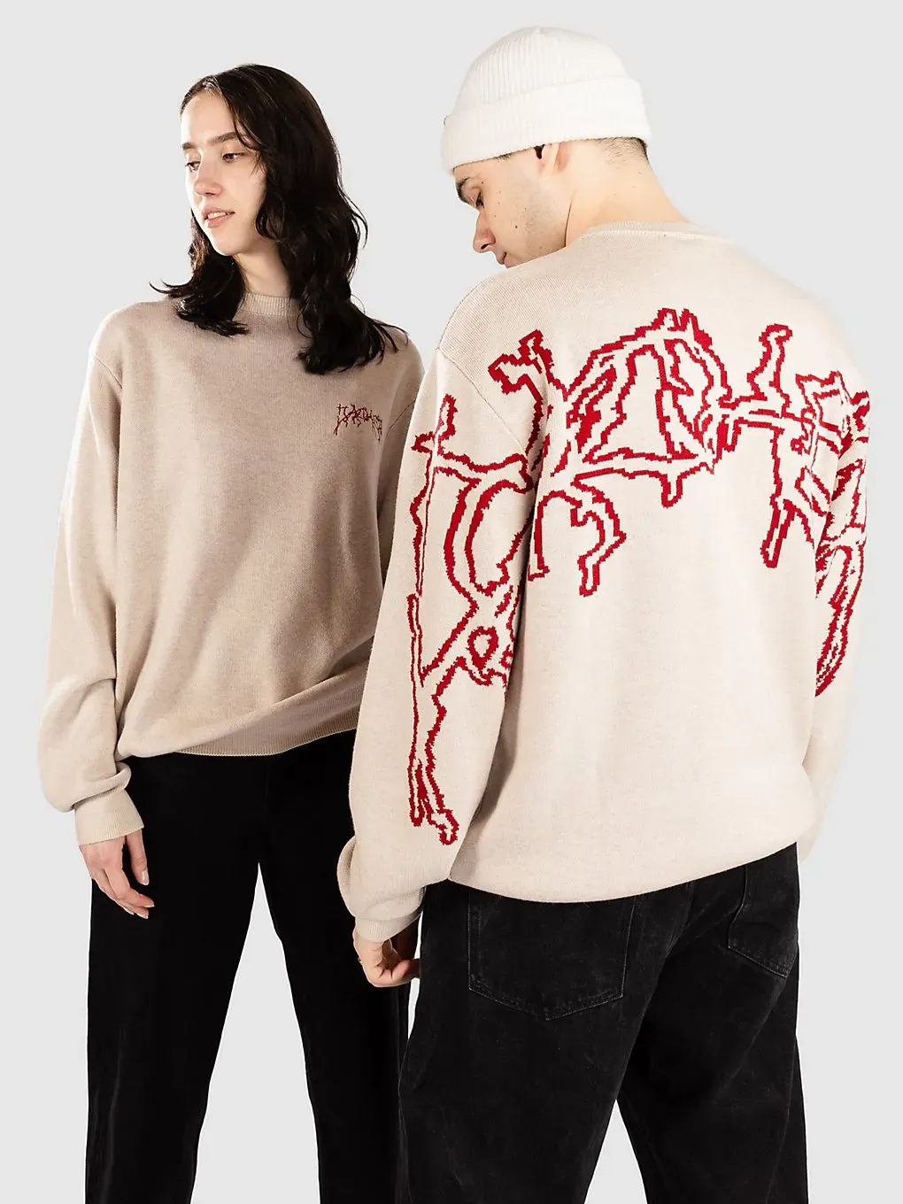 Jacker Skeleton Knit Strickpullover beige Gr. S