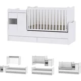 Lorelli Babybett, Jugendbett 3 in 1 Mini Max umbaubar, für 2 Kinder gleichzeitig weiß