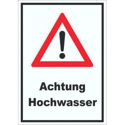 Achtung Hochwasser Aufkleber A9 (37x52mm)